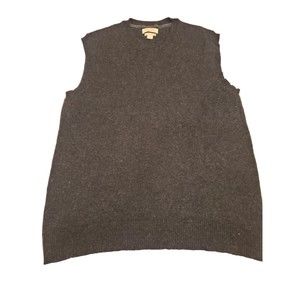 Banana Republic Luxury Blend Mens Vest L Large Rabbit Hair Brown Cotton Cashmere